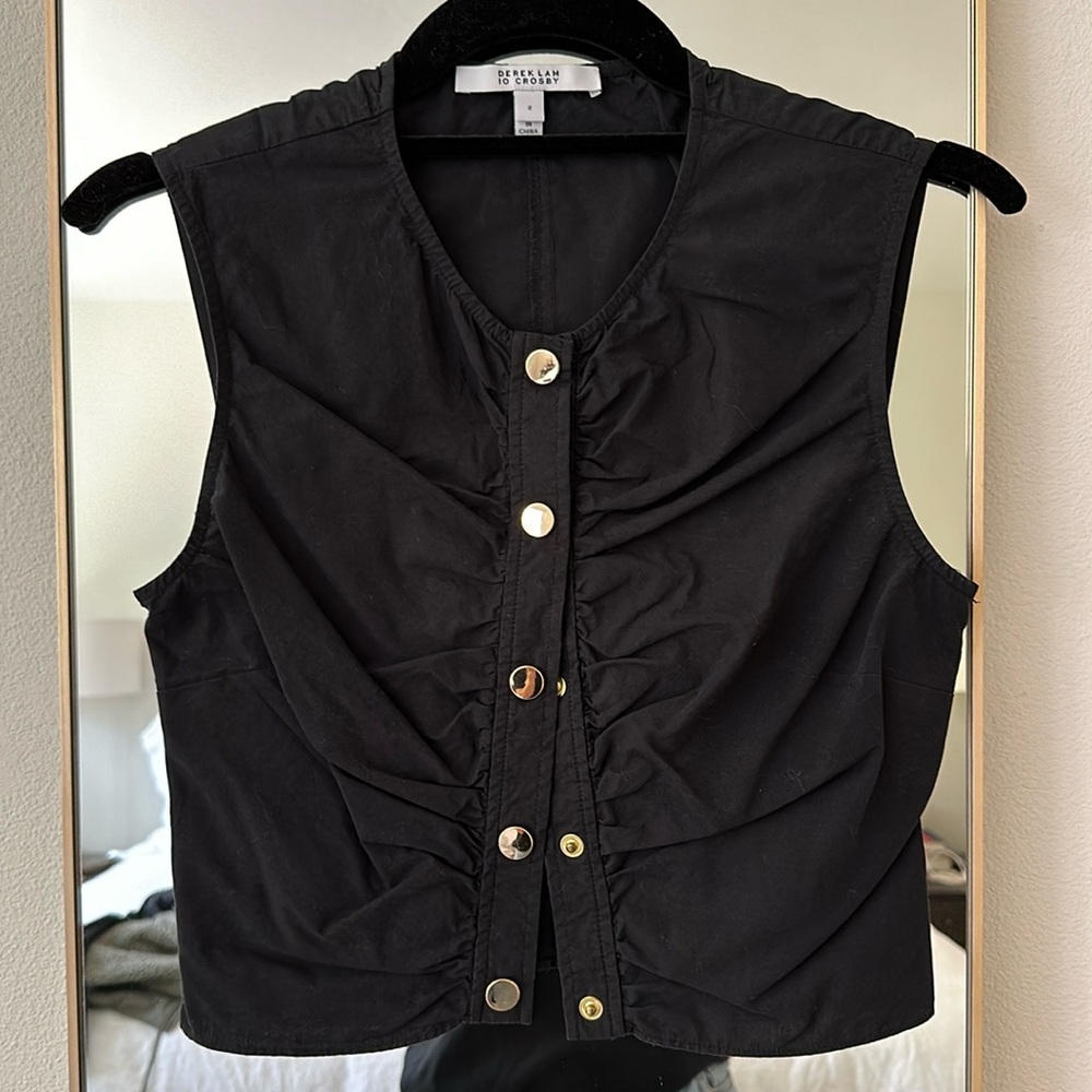 Derek Lam black gold snap vest/top